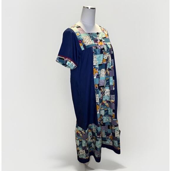 RM Dress Womens Small Floral Patchwork Hawaiian Button Front Made USA Pockets - Picture 2 of 8